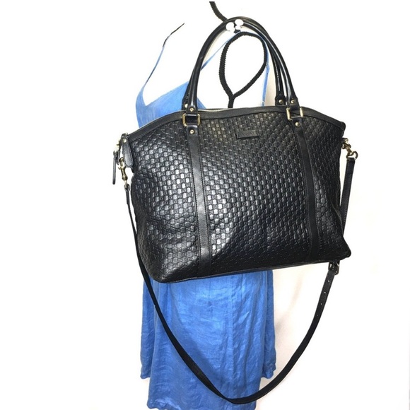 Authentic Gucci 2way tote bag black Guccissima leather - Picture 2 of 16